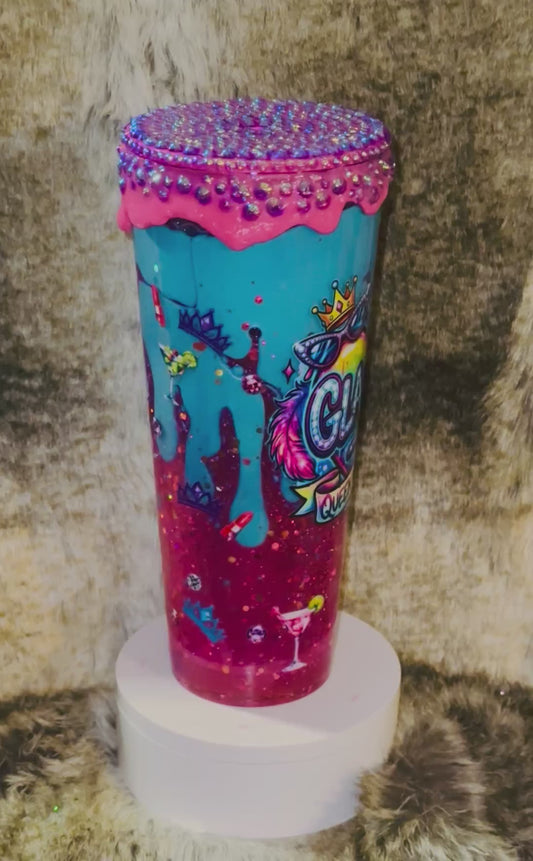 Lava Drip Tumbler 24oz with rhinestone accents.