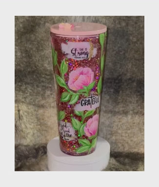 Suspended Glitter Hand Painted Tumbler 24oz